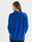 North South Merino Drop Shoulder Roll Neck Jumper, True Blue product photo View 02 S