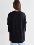 North South Merino V-Neck Sweater ,Black product photo View 02 S