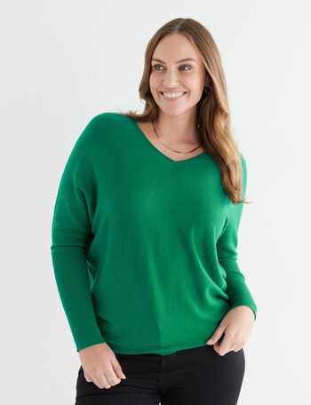 North South Merino V-Neck Sweater, Clover product photo