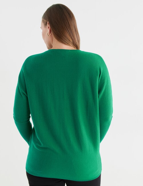 North South Merino V-Neck Sweater, Clover product photo View 02 L