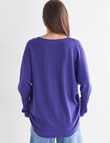 North South Merino V-Neck Sweater, Violet product photo View 02 S