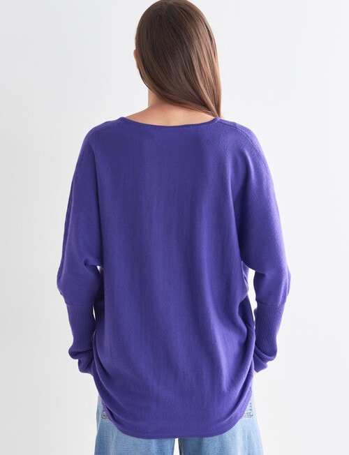 North South Merino V-Neck Sweater, Violet product photo View 02 L