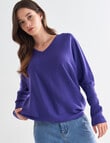 North South Merino V-Neck Sweater, Violet product photo View 05 S