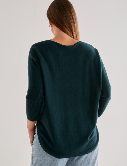 North South Merino Curved Hem Sweater, Bottle Green product photo View 02 L