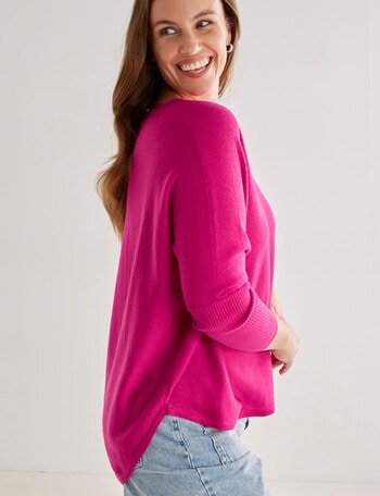 North South Merino Curved Hem Sweater, Tulip Pink product photo