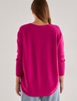 North South Merino Curved Hem Sweater, Tulip Pink product photo View 02 S