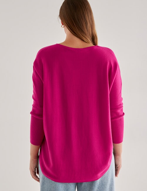 North South Merino Curved Hem Sweater, Tulip Pink product photo View 02 L