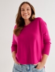 North South Merino Curved Hem Sweater, Tulip Pink product photo View 05 S