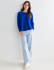 North South Merino Curved Hem Sweater, Azure product photo View 03 S