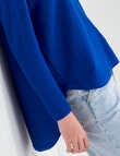 North South Merino Curved Hem Sweater, Azure product photo View 04 S