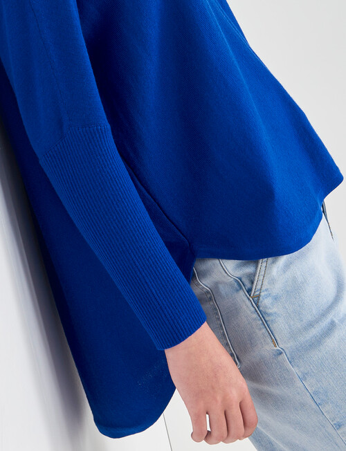 North South Merino Curved Hem Sweater, Azure product photo View 04 L