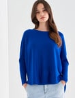 North South Merino Curved Hem Sweater, Azure product photo View 05 S