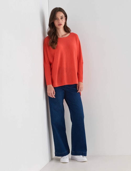 North South Merino Curved Hem Sweater, Apricot product photo View 03 L