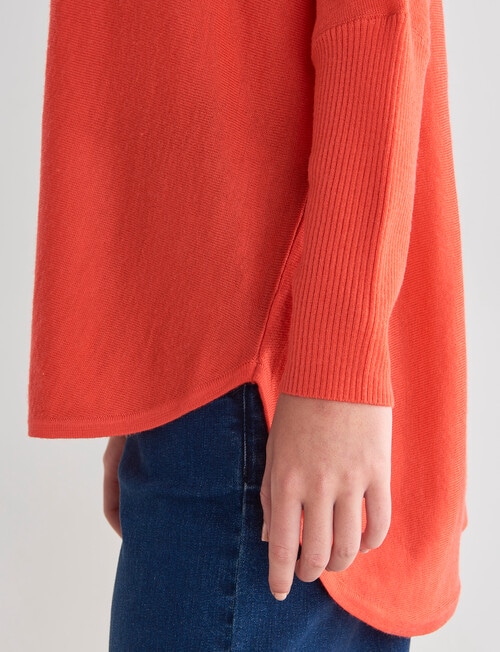 North South Merino Curved Hem Sweater, Apricot product photo View 04 L