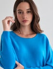 North South Merino Curved Hem Sweater, Turquoise product photo