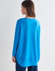 North South Merino Curved Hem Sweater, Turquoise product photo View 02 S