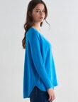North South Merino Curved Hem Sweater, Turquoise product photo View 04 S