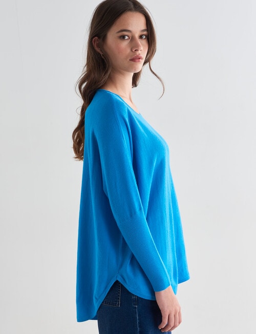 North South Merino Curved Hem Sweater, Turquoise product photo View 04 L