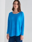 North South Merino Curved Hem Sweater, Turquoise product photo View 05 S
