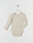 Milly & Milo Long-Sleeve Rib Bodysuit, Oat Marle product photo
