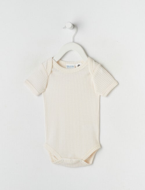 Milly & Milo Short-Sleeve Rib Bodysuit, Vanilla product photo
