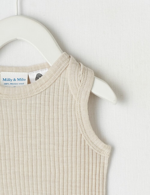 Milly & Milo Sleeveless Rib Bodysuit, Oat Marle product photo View 02 L