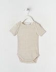 Milly & Milo Short Sleeve Rib Bodysuit, Oat Marle product photo