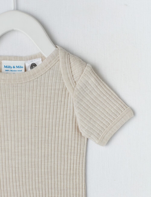 Milly & Milo Short Sleeve Rib Bodysuit, Oat Marle product photo View 02 L