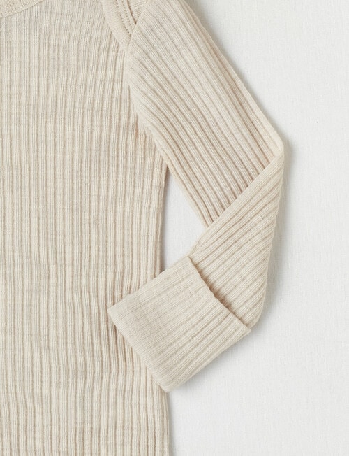 Milly & Milo Long-Sleeve Rib Bodysuit, Oat Marle product photo View 02 L