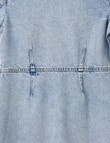 Switch Long Sleeve Denim Dress, Mid Blue product photo View 02 S