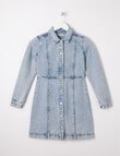 Switch Long Sleeve Denim Dress, Mid Blue product photo
