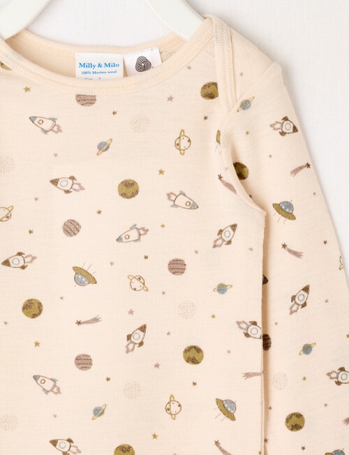 Milly & Milo Rocket Ship Long-Sleeve Top, Cream product photo View 02 L