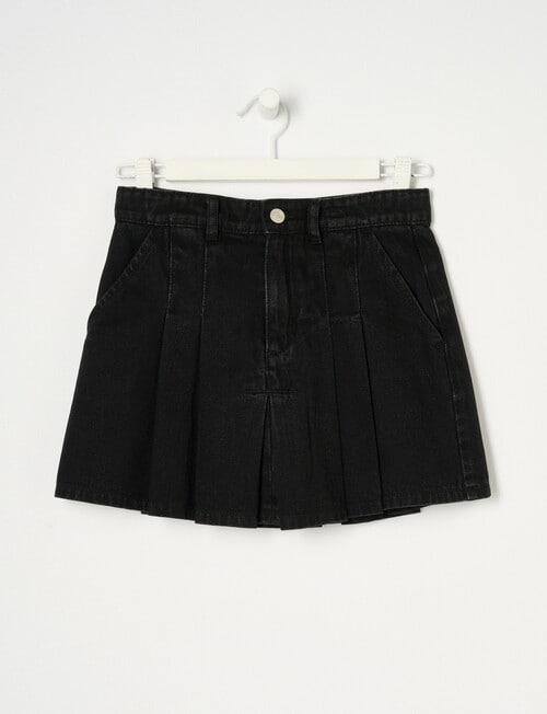Switch Denim Pleat Skirt, Black product photo