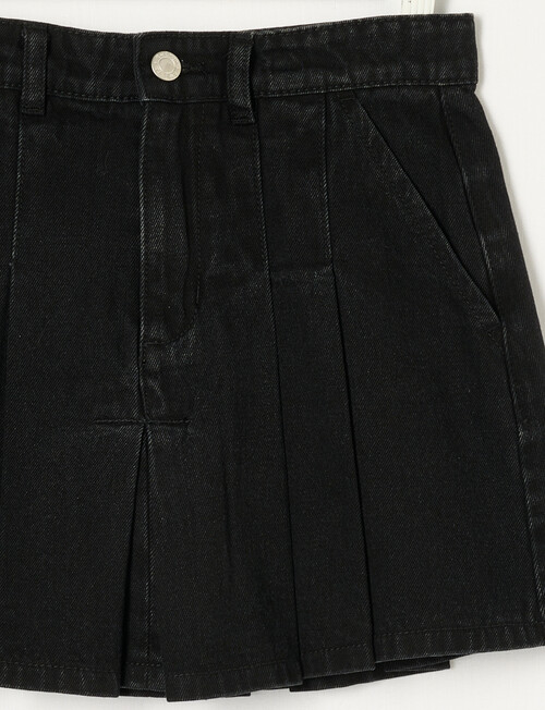 Switch Denim Pleat Skirt, Black product photo View 02 L
