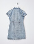 Switch Short Sleeve Denim Dress, Mid Blue product photo View 02 S