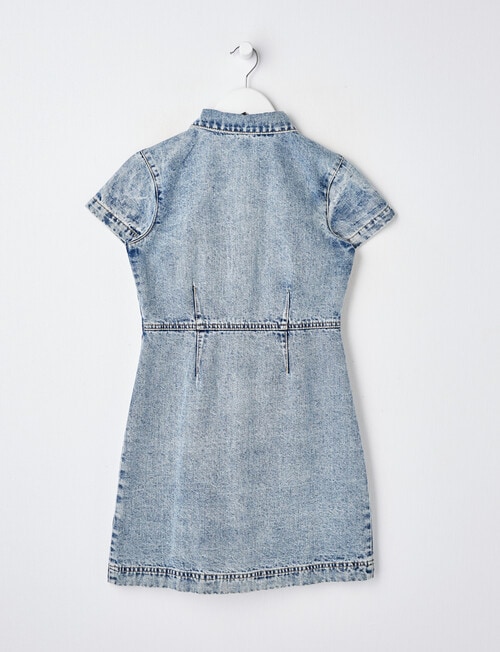 Switch Short Sleeve Denim Dress, Mid Blue product photo View 02 L