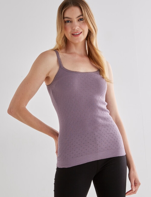 Lyric Thermals Harmony Cotton Pointelle Cami Top, Mauve Musk product photo View 05 L