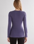 Lyric Thermals Harmony Cotton Pointelle Long Sleeve Top, Midnight product photo View 02 S