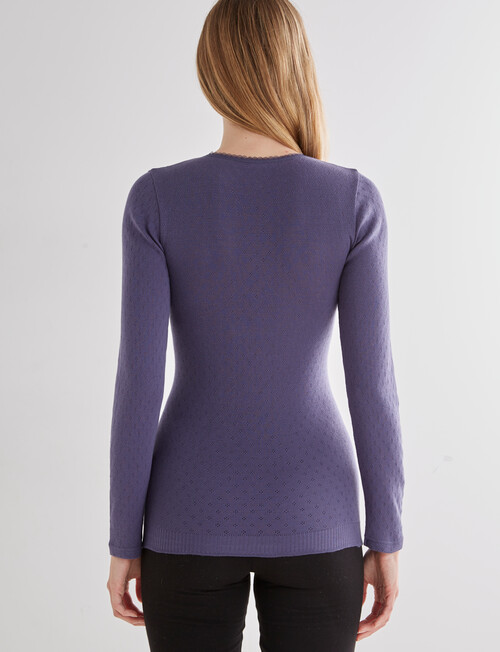Lyric Thermals Harmony Cotton Pointelle Long Sleeve Top, Midnight product photo View 02 L