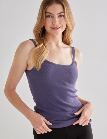 Lyric Thermals Harmony Cotton Pointelle Cami Top, Midnight product photo
