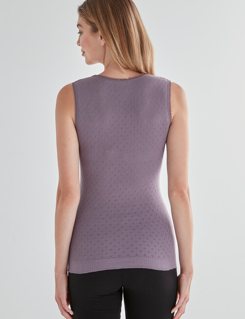 Lyric Thermals Harmony Cotton Pointelle Singlet, Mauve Musk product photo View 02 L