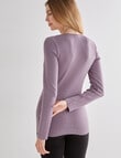 Lyric Thermals Harmony Cotton Pointelle Long Sleeve Top, Mauve Musk product photo View 02 S