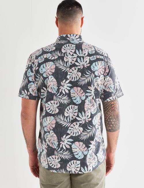 Chisel Monstera Short Sleeve Shirt, Charcoal product photo View 02 L