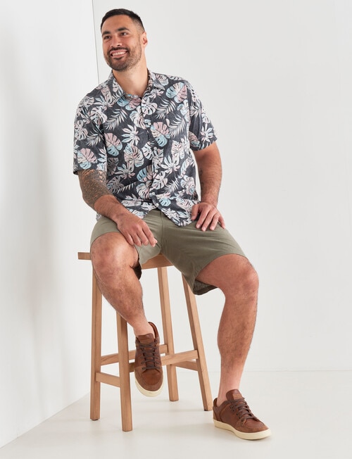 Chisel Monstera Short Sleeve Shirt, Charcoal product photo View 03 L