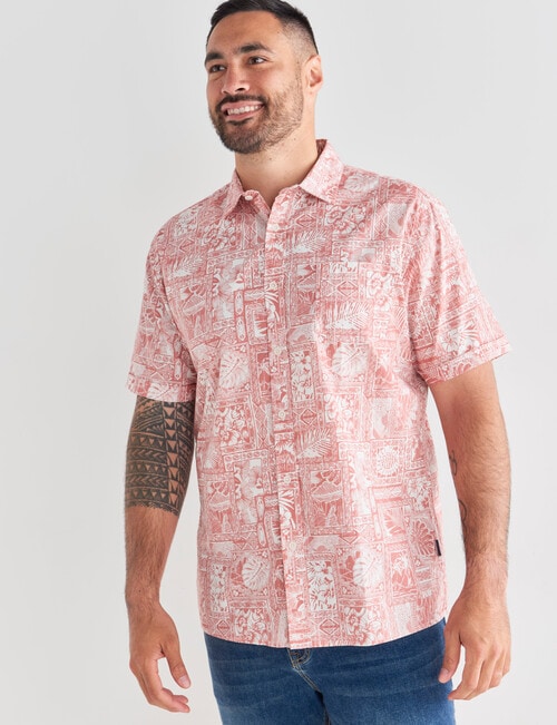 Chisel Bali Print Short Sleeve Shirt, Coral product photo View 05 L
