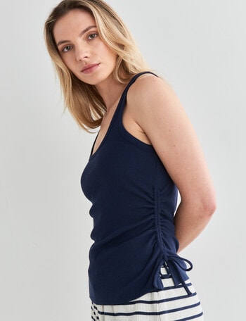 Mineral Lounge Rib Ruched Tank, Midnight product photo