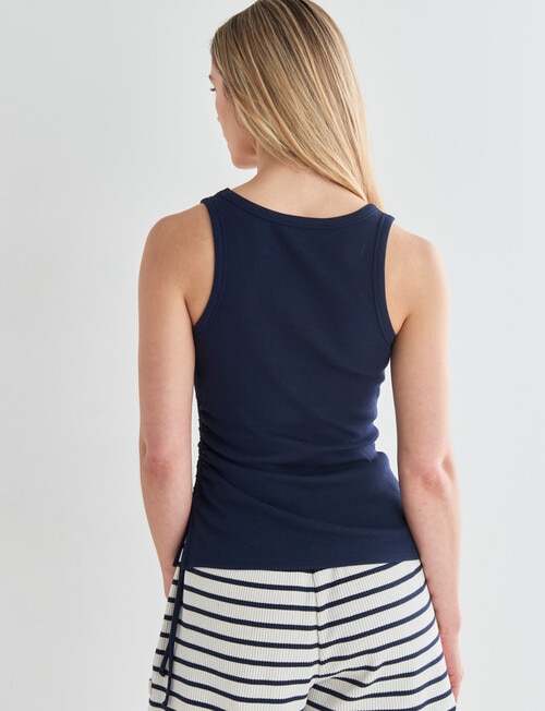 Mineral Lounge Rib Ruched Tank, Midnight product photo View 02 L