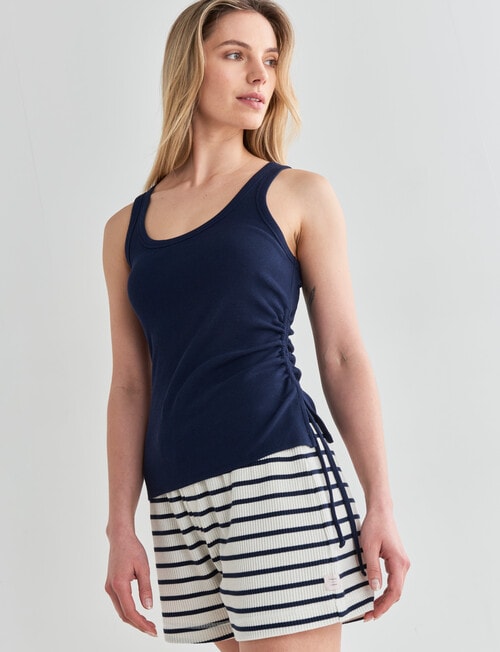 Mineral Lounge Rib Ruched Tank, Midnight product photo View 04 L