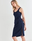 Mineral Lounge Rib Ruched Nightie, Midnight product photo