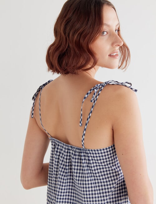 Mineral Lounge Mini Check Cami Top, Navy product photo View 04 L
